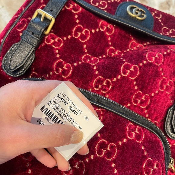 Sold!!! GUCCI GG Red Velvet BACKPACK - Picture 5 of 10